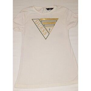 Baby Girls Guess Shirt Size 18 Months Kids Beige Gold Short Sleeves